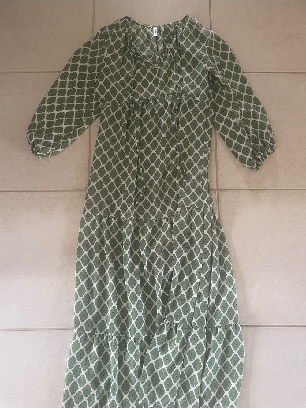 Olive Green Patterned Women’s Midi Dress